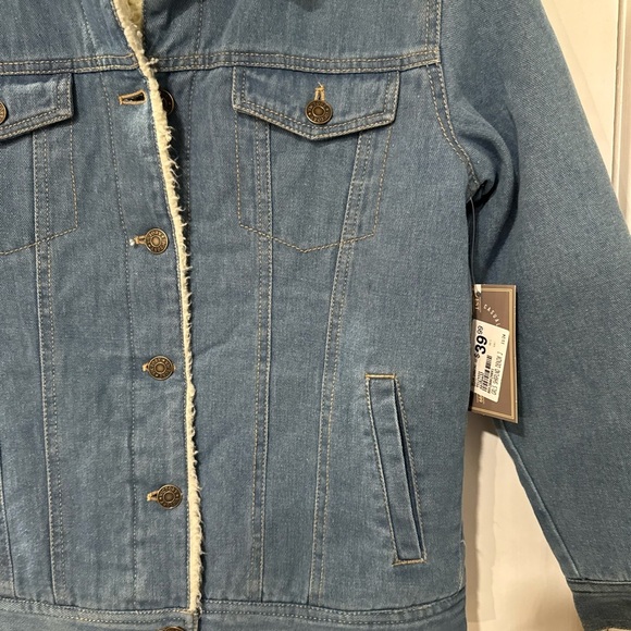 Kids Blue Denim Jacket with Sherpa Collar - Picture 7 of 9